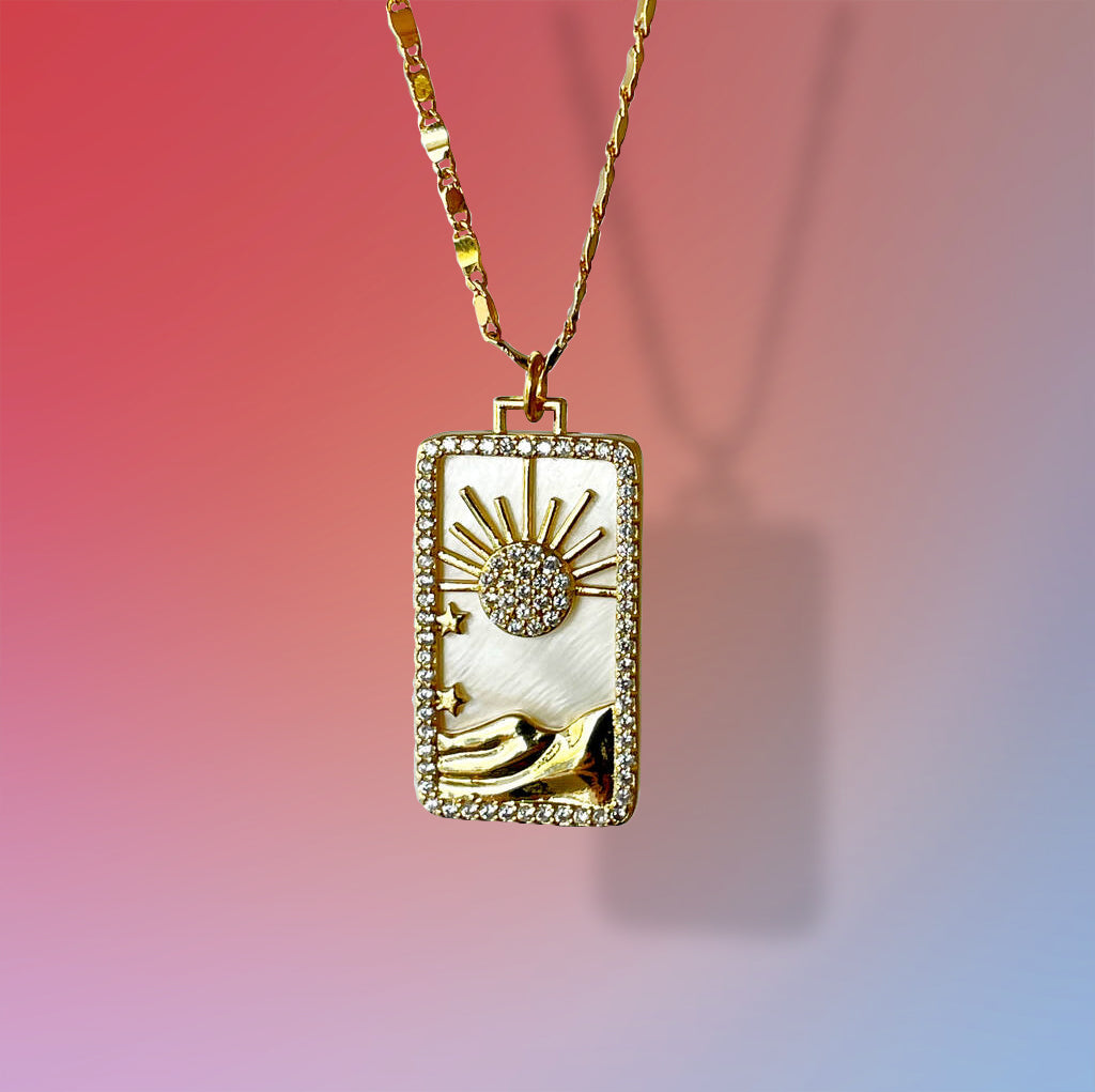 Pearl Or Lapis Sun Pendant On Gold Filled Chain