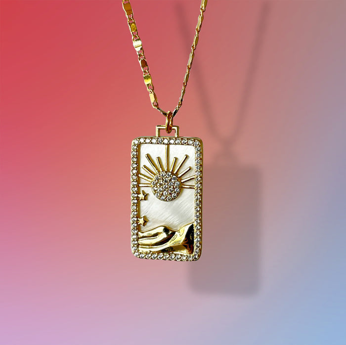 Pearl Or Lapis Sun Pendant On Gold Filled Chain
