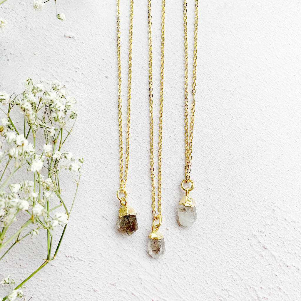Personalised April Birthstone Herkimer Diamond Necklace