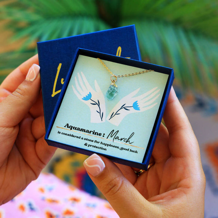 Personalised March Birthstone Aquamarine Necklace