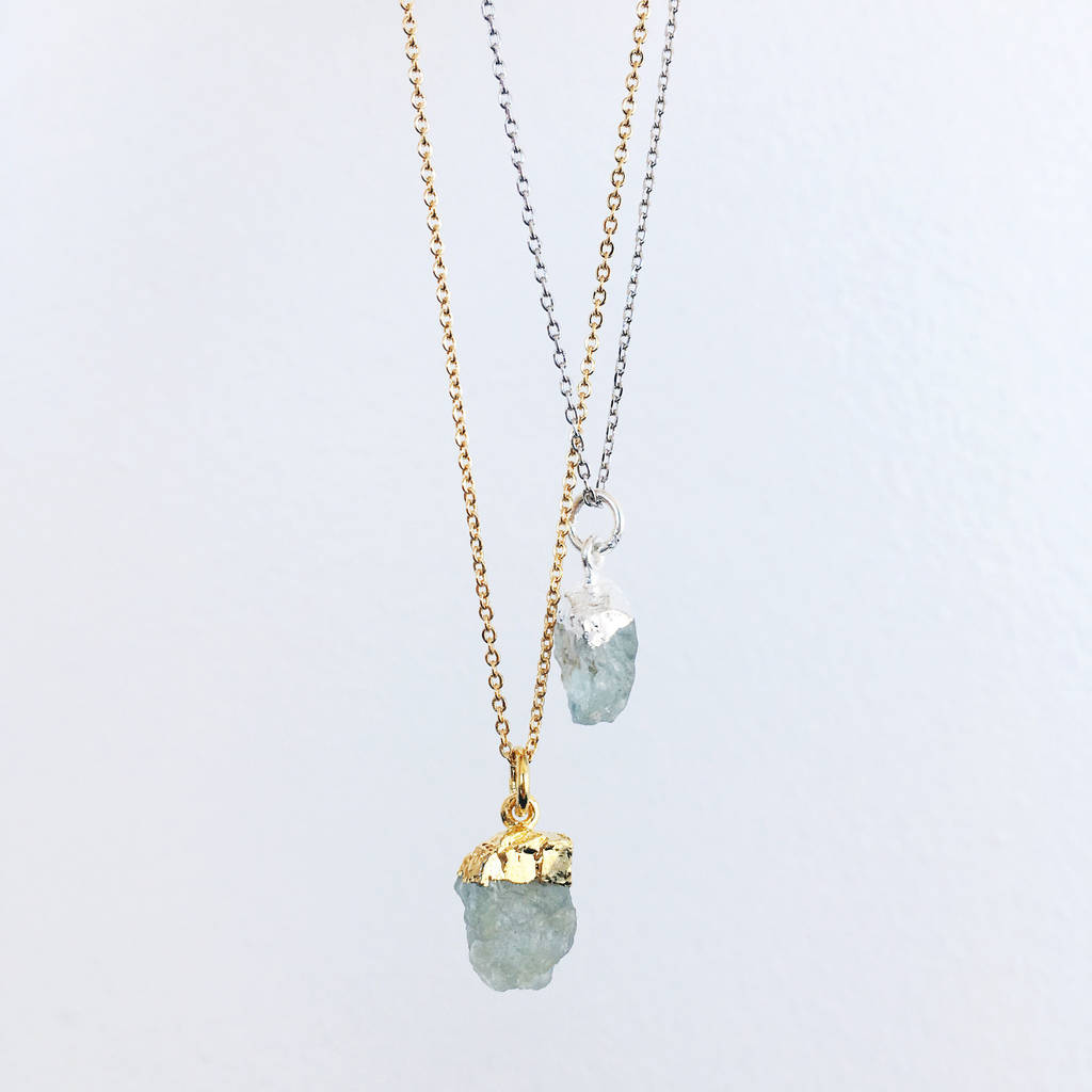 Personalised March Birthstone Aquamarine Necklace