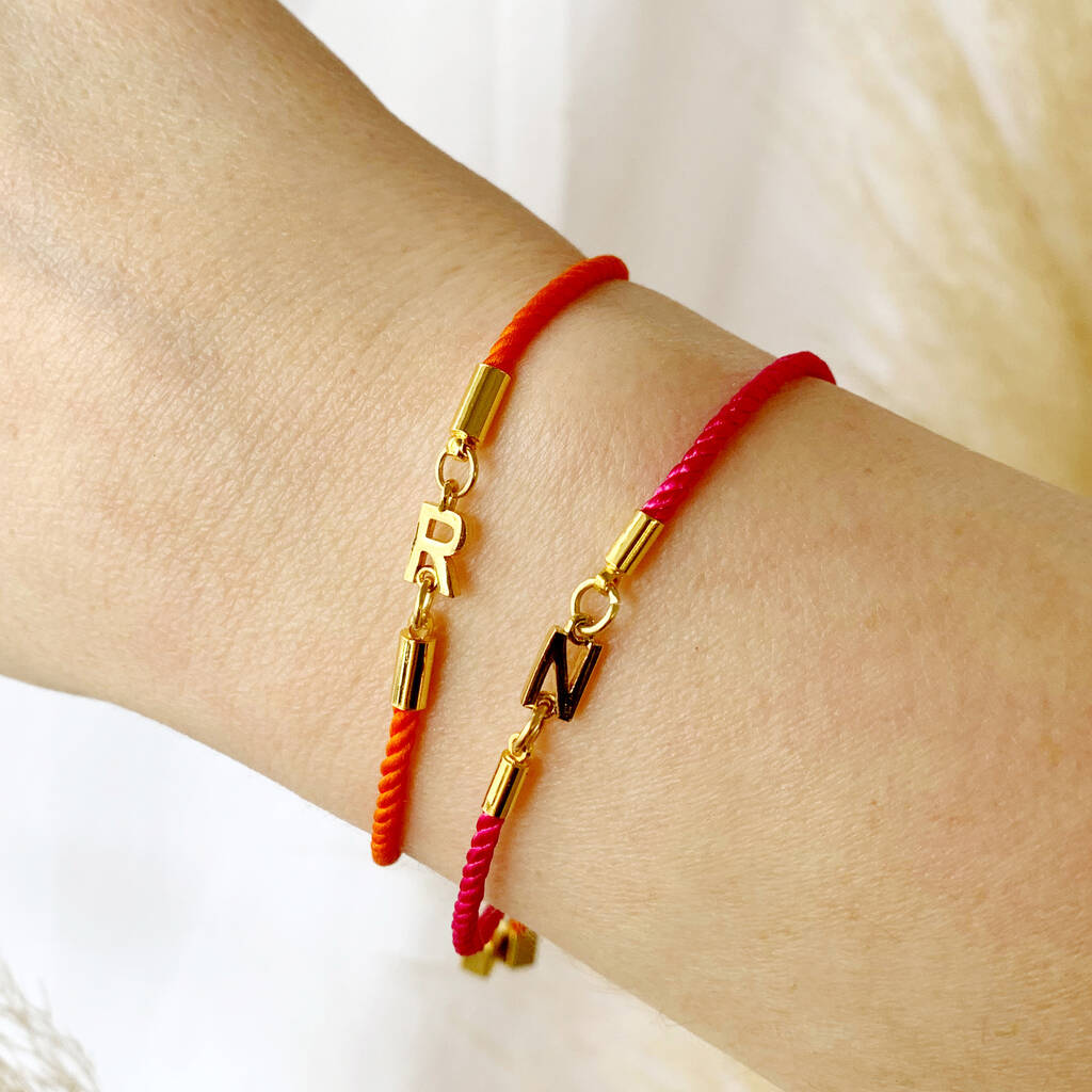 Personalised Bright Cotton and Initial Bracelet – Wearelucent