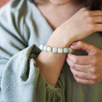 Personalised Chunky Gemstone Bracelet And Initial Charm
