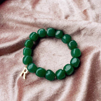 Personalised Chunky Gemstone Bracelet And Initial Charm