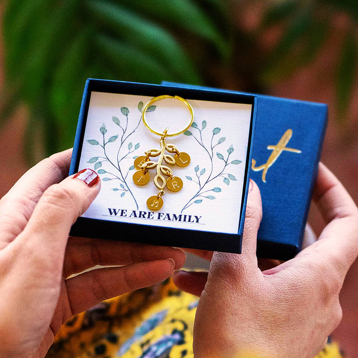 Personalised Family Tree Charm Keyring