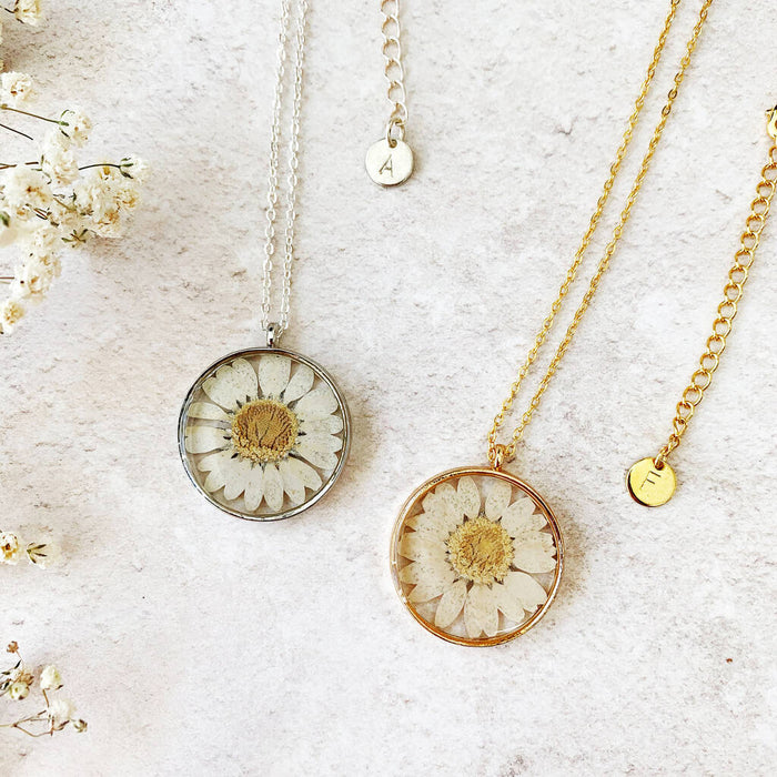 Personalised Happy 60th Birthday Pressed Daisy Necklace