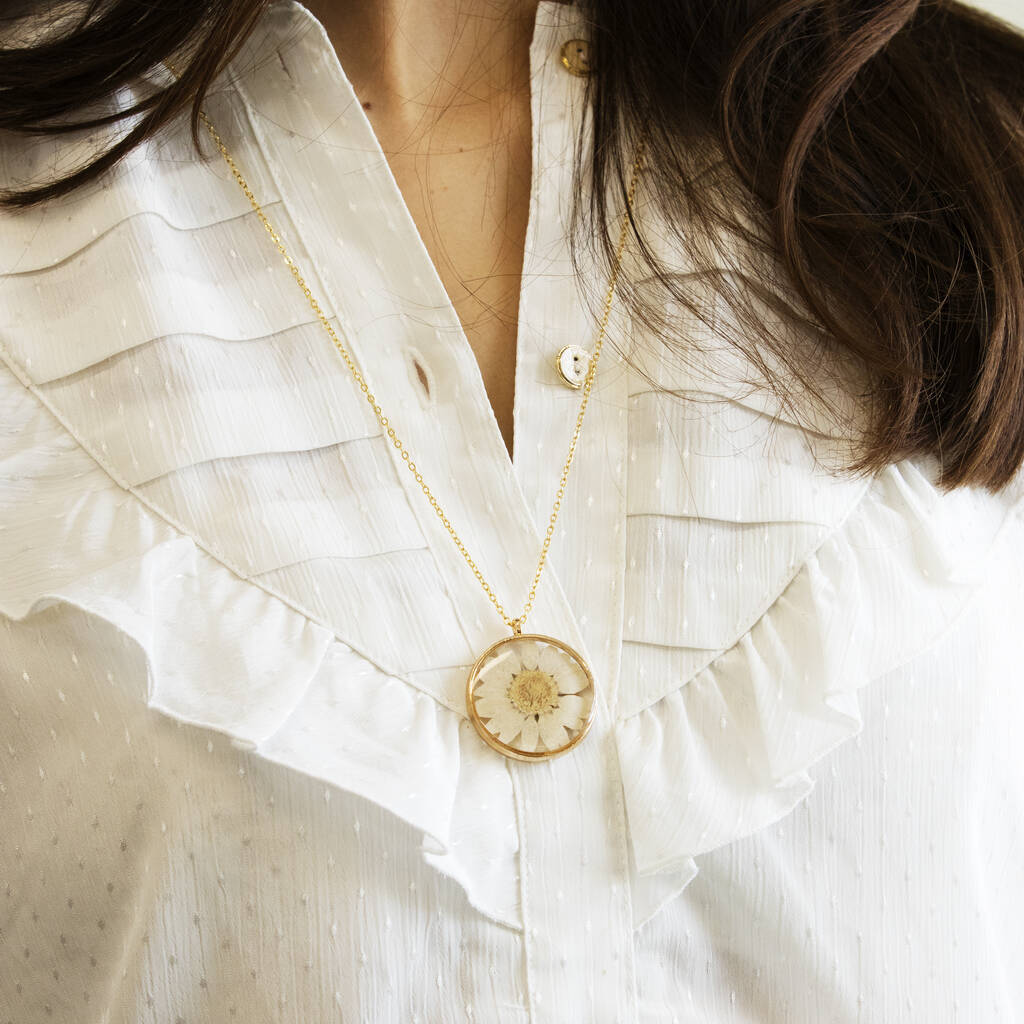 Personalised Happy 60th Birthday Pressed Daisy Necklace