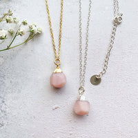 Personalised October Birthstone Pink Opal Necklace