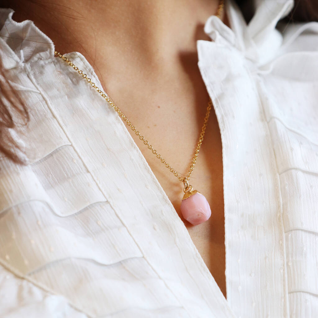 Personalised October Birthstone Pink Opal Necklace