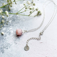 Personalised October Birthstone Pink Opal Necklace
