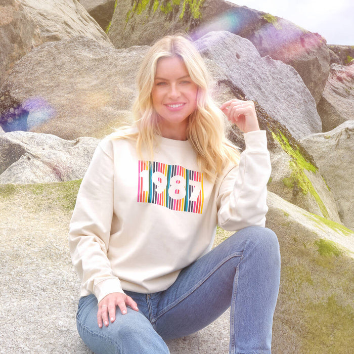Personalised Rainbow Birth Year Sweatshirt Jumper