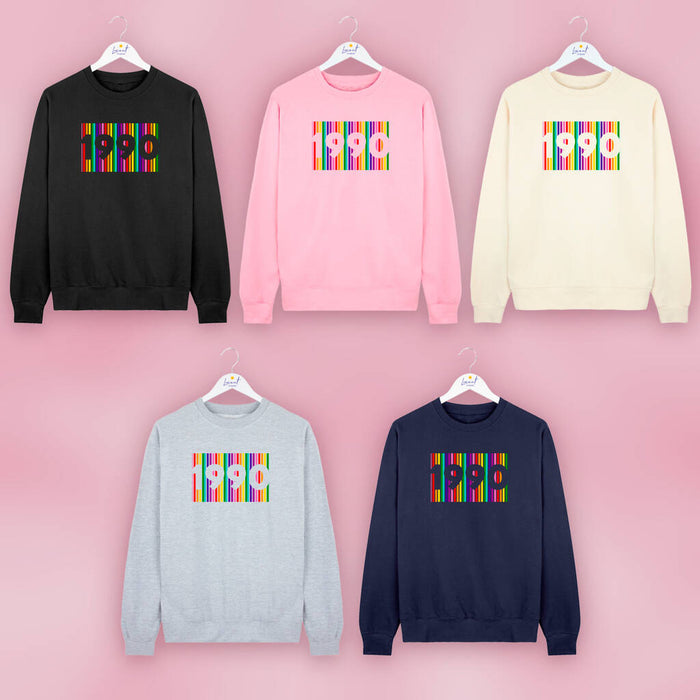 Personalised Rainbow Birth Year Sweatshirt Jumper