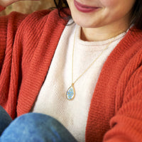Real Pressed Flower Teardrop Pendant Necklace