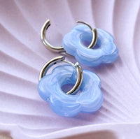 Resin Flower Huggie Hoop Earrings