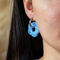 Resin Flower Huggie Hoop Earrings