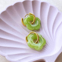 Resin Flower Huggie Hoop Earrings