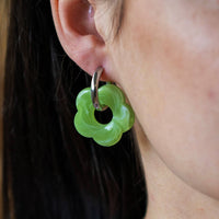 Resin Flower Huggie Hoop Earrings