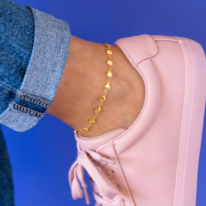 Silver Or Gold Plated Heart Chain Anklet