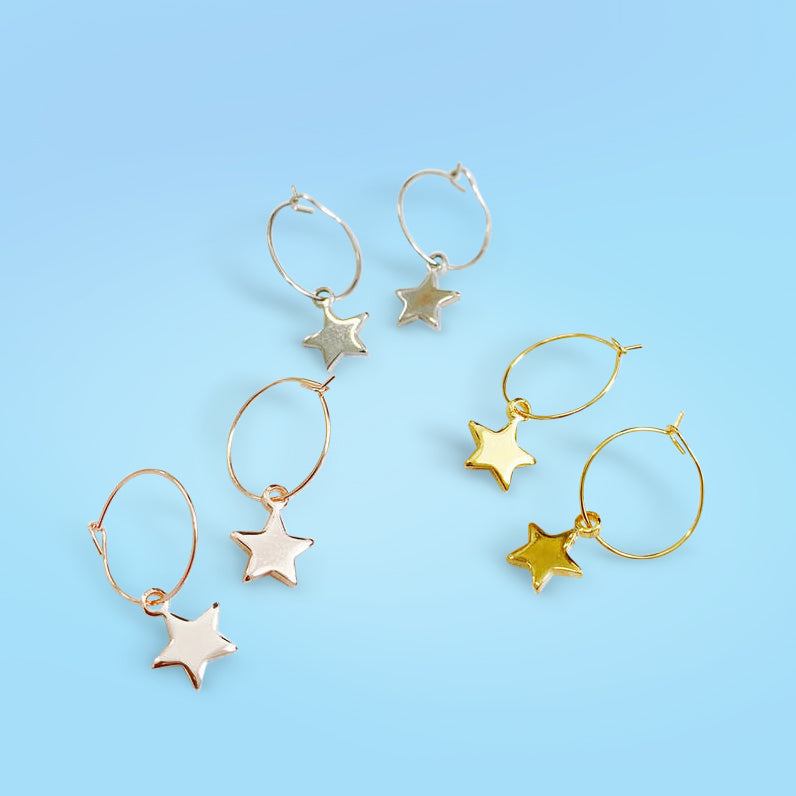 'You're a Star' Star Charm Hoop Earrings