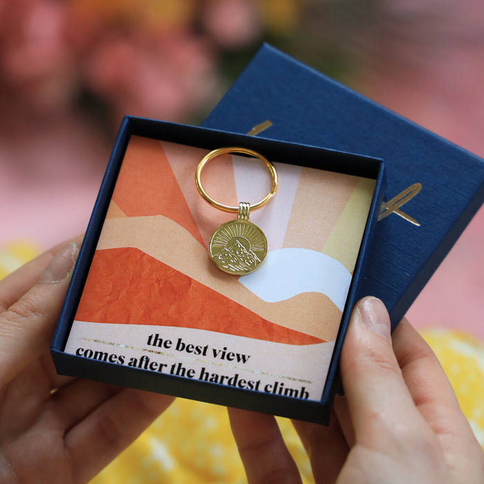 The Best View Mountain Keyring Gift