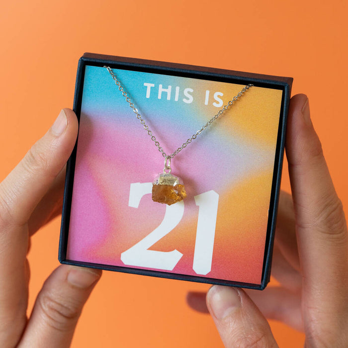 This is 21. Happy 21st Birthday Birthstone Necklace