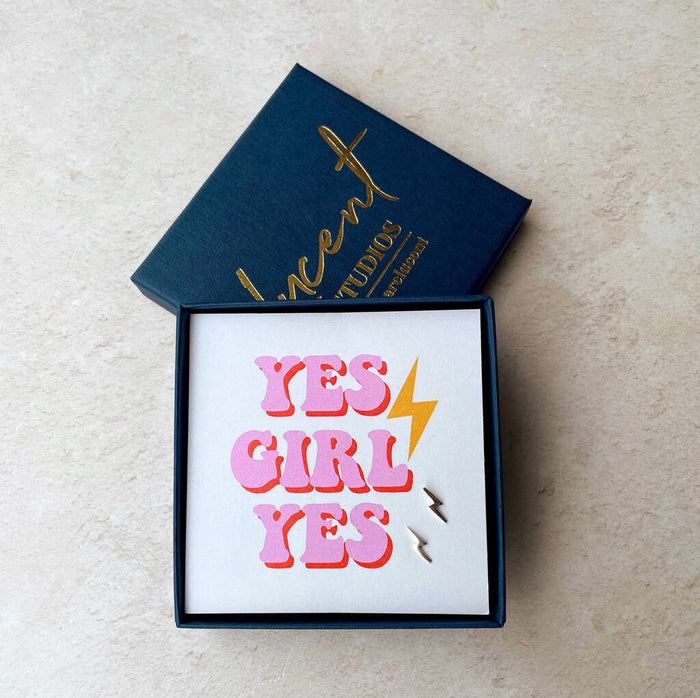 Yes Girl Yes Sterling Silver Lightning Bolt Earrings