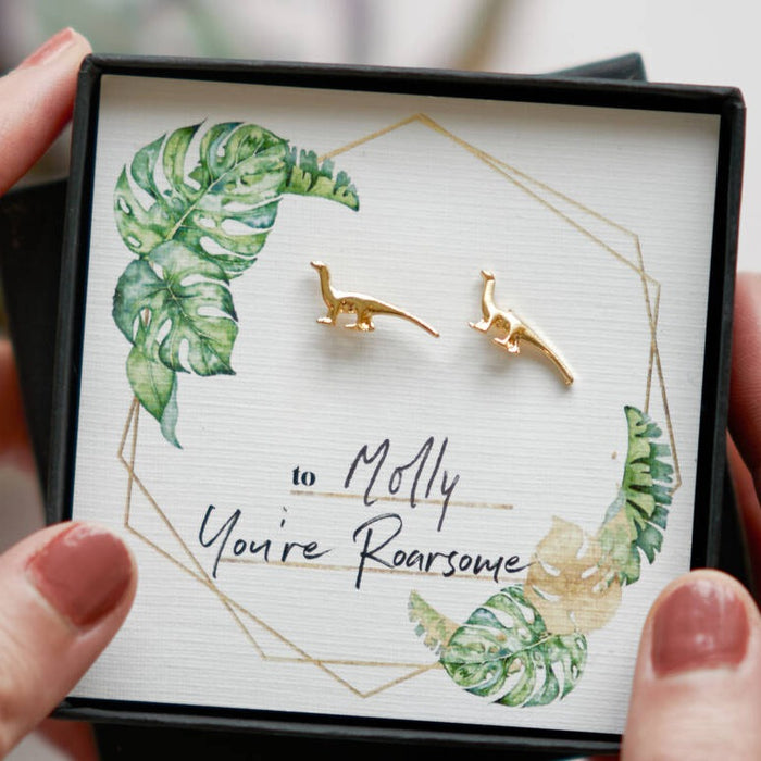 You're Roarsome Dinosaur Stud Earrings Gift