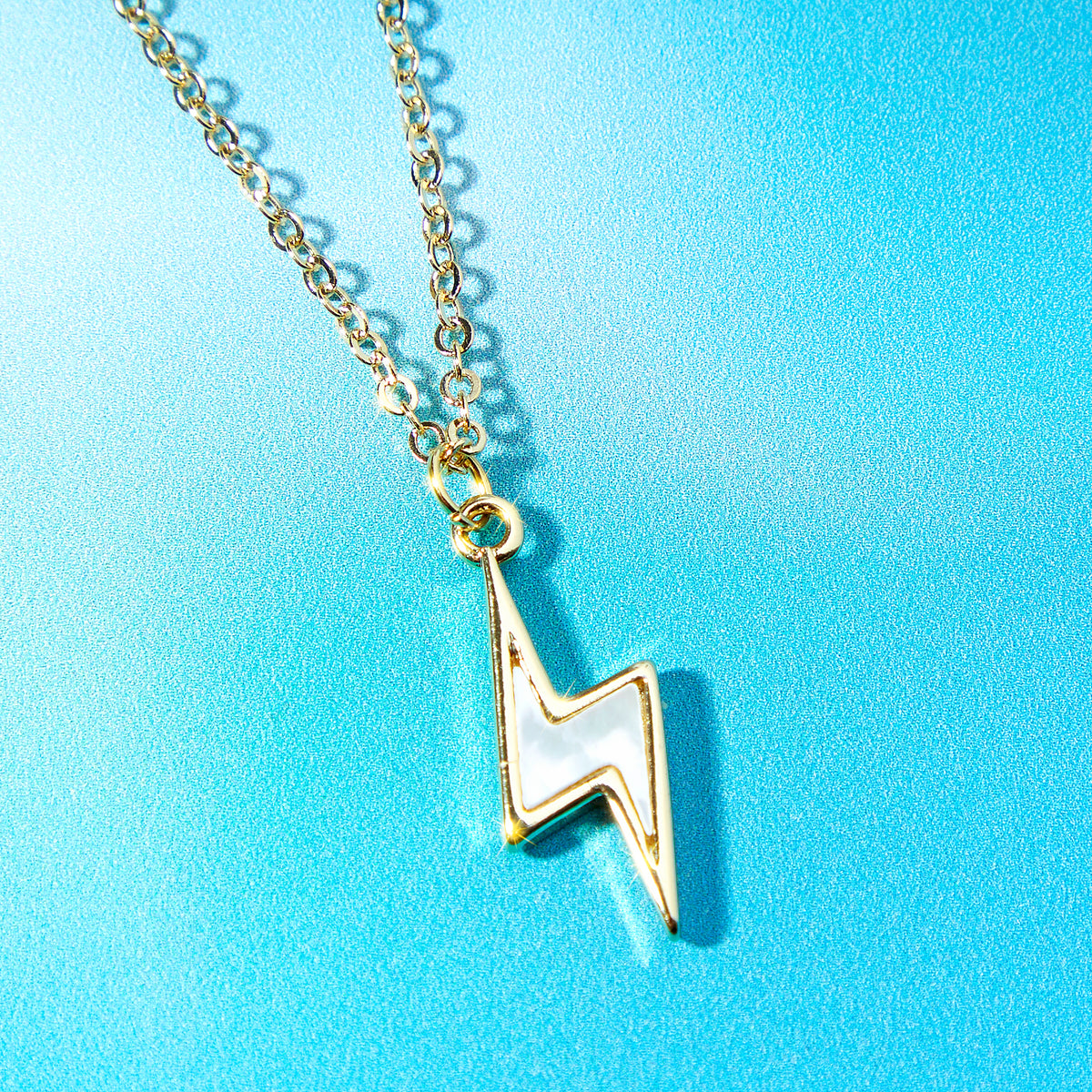 Mother Of Pearl Lightning Bolt Necklace