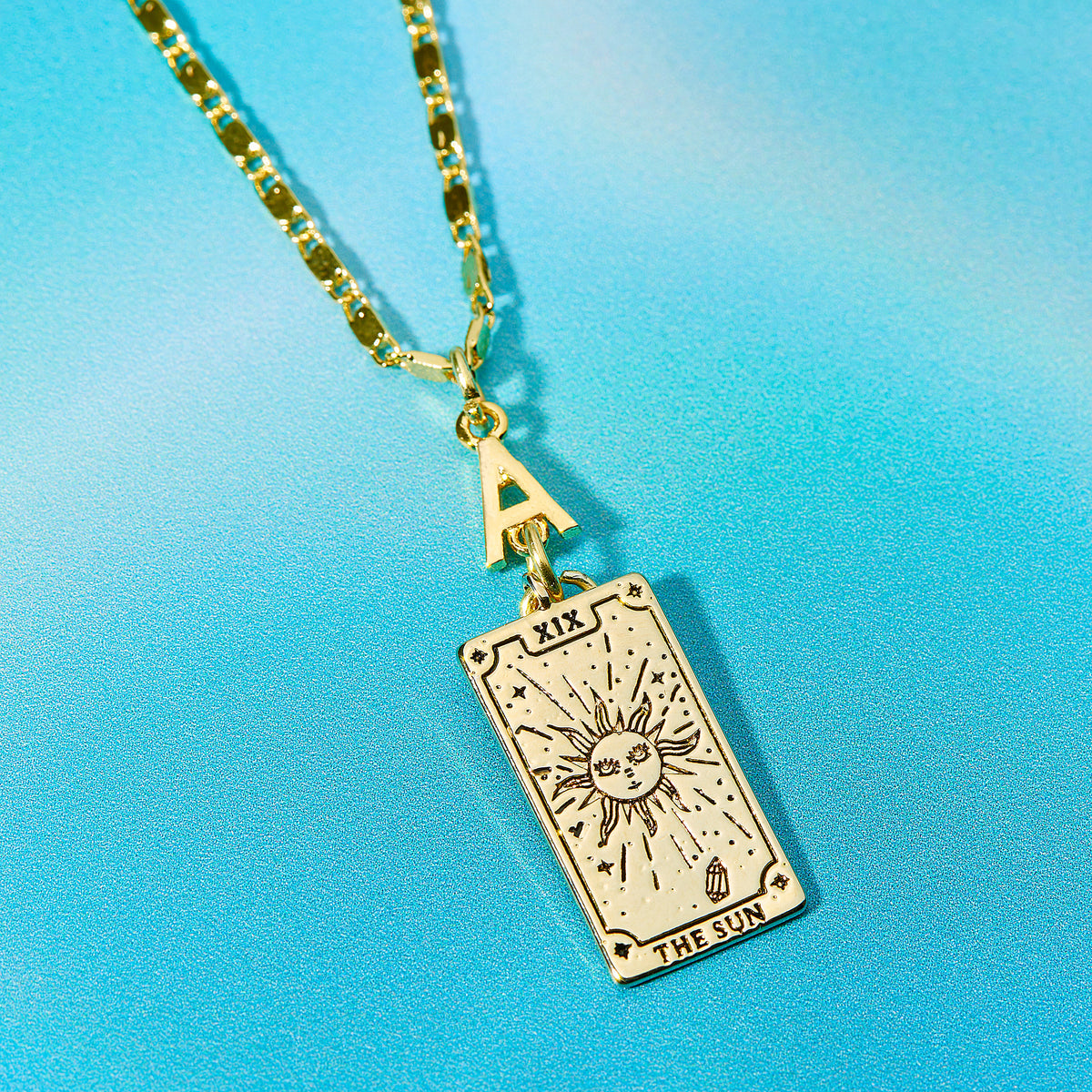 Personalised Initial And Tarot Card Necklace