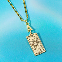 Personalised Initial And Tarot Card Necklace