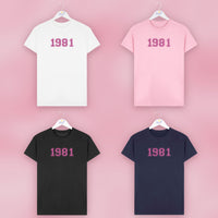 Personalised Varsity Birth Year Womens T Shirt