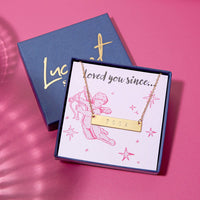 Personalised Year Loved You Since Gold Bar Valentines Necklace