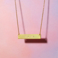 Personalised Year Loved You Since Gold Bar Valentines Necklace