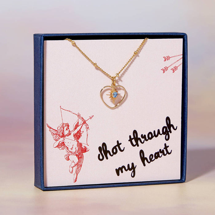 Shot Through The Heart And Birthstone Valentines Necklace