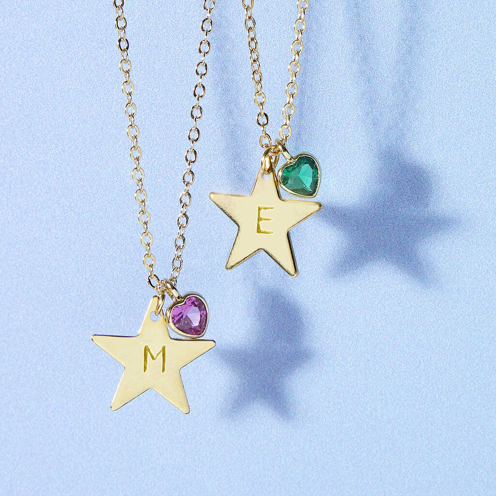 Written In The Stars Initial And Birthstone Valentines Necklace