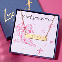 Personalised Year Loved You Since Gold Bar Valentines Necklace