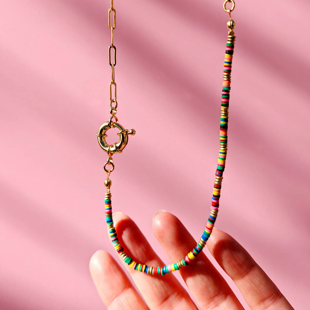 African Bead and Chain Necklace