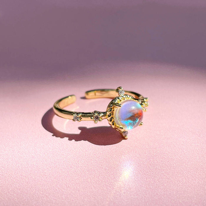 Aura Quartz Adjustable Gold Plated Ring