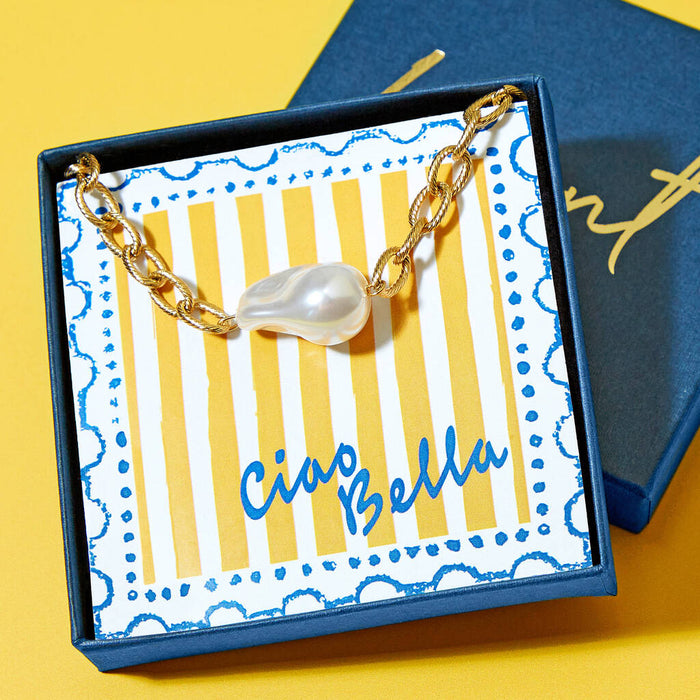 Ciao Bella Pearl and Chunky Chain Necklace