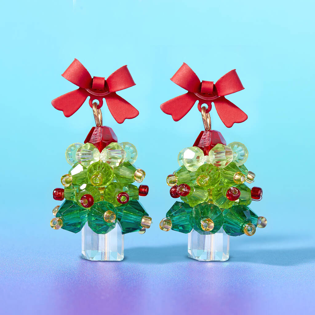 Beaded Christmas Tree Earrings