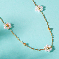 Beaded Pearl Flower Necklace