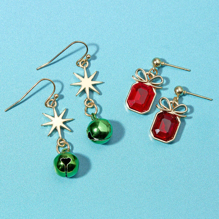 Bells and Bows Christmas Earring Pair