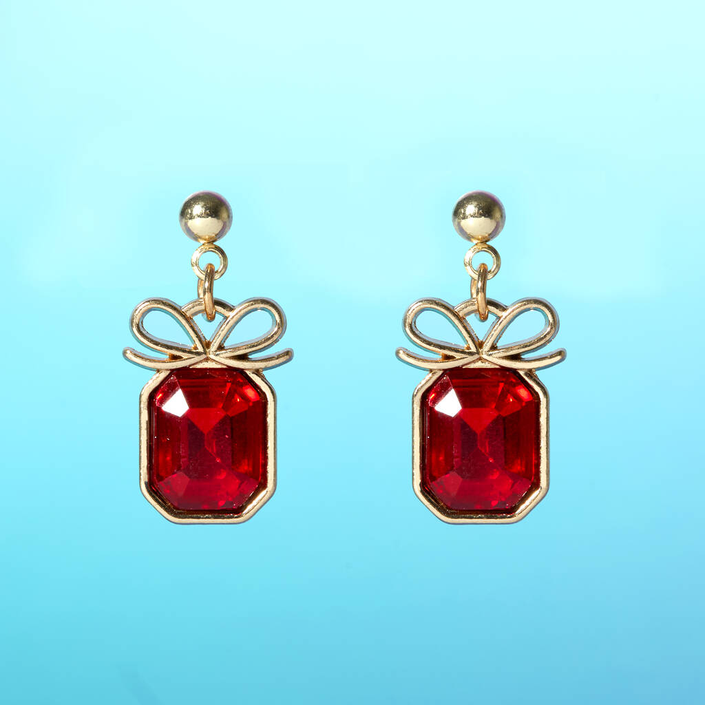 Bells and Bows Christmas Earring Pair