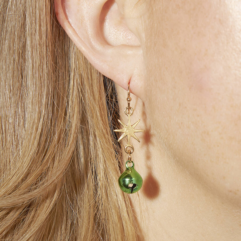 Bells and Bows Christmas Earring Pair
