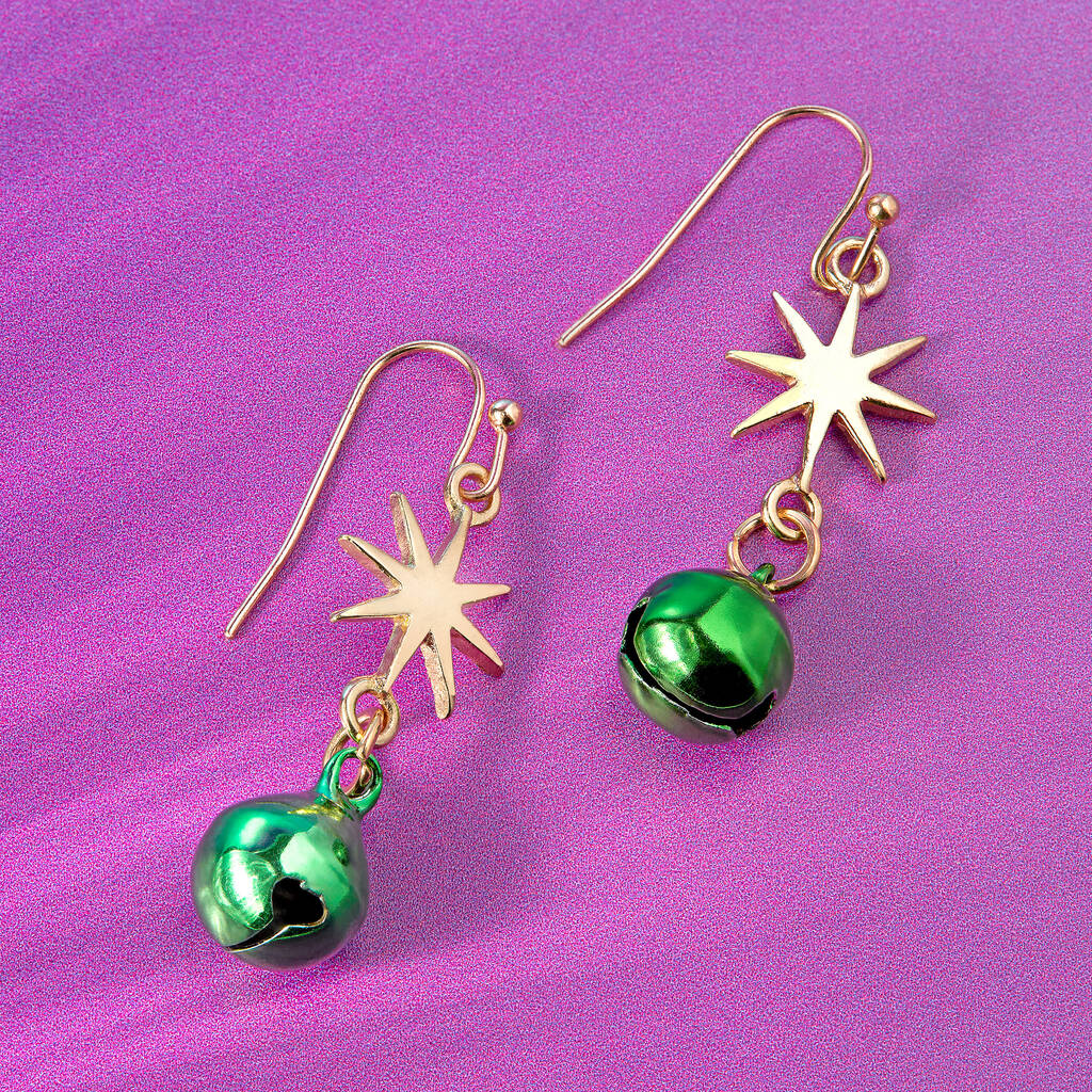 Bells and Bows Christmas Earring Pair