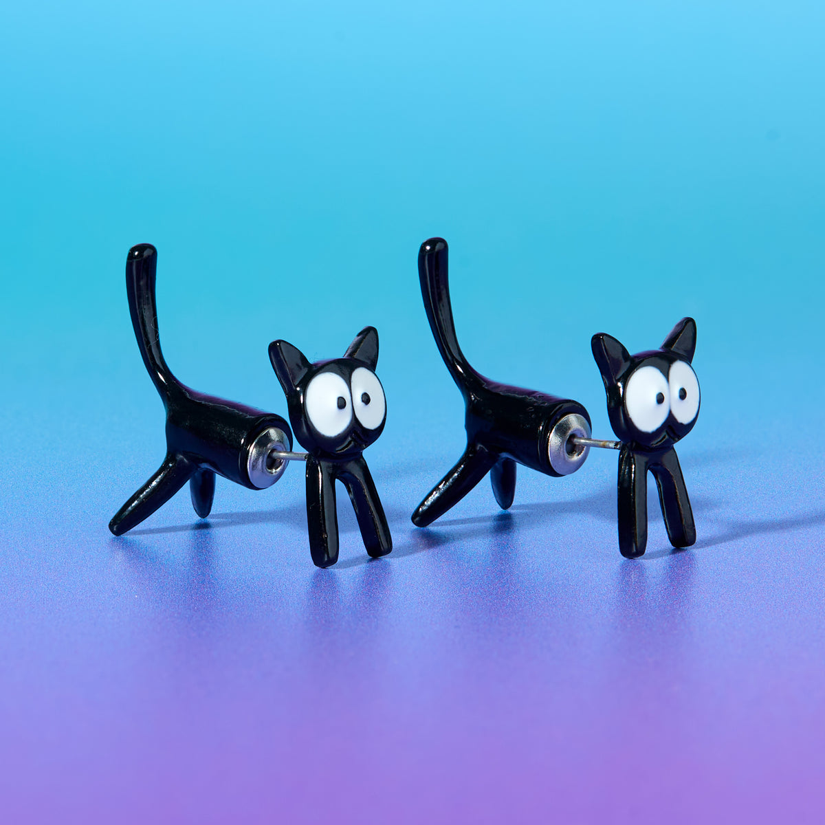 Black Cat Two Way Earrings