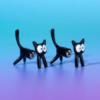 Black Cat Two Way Earrings