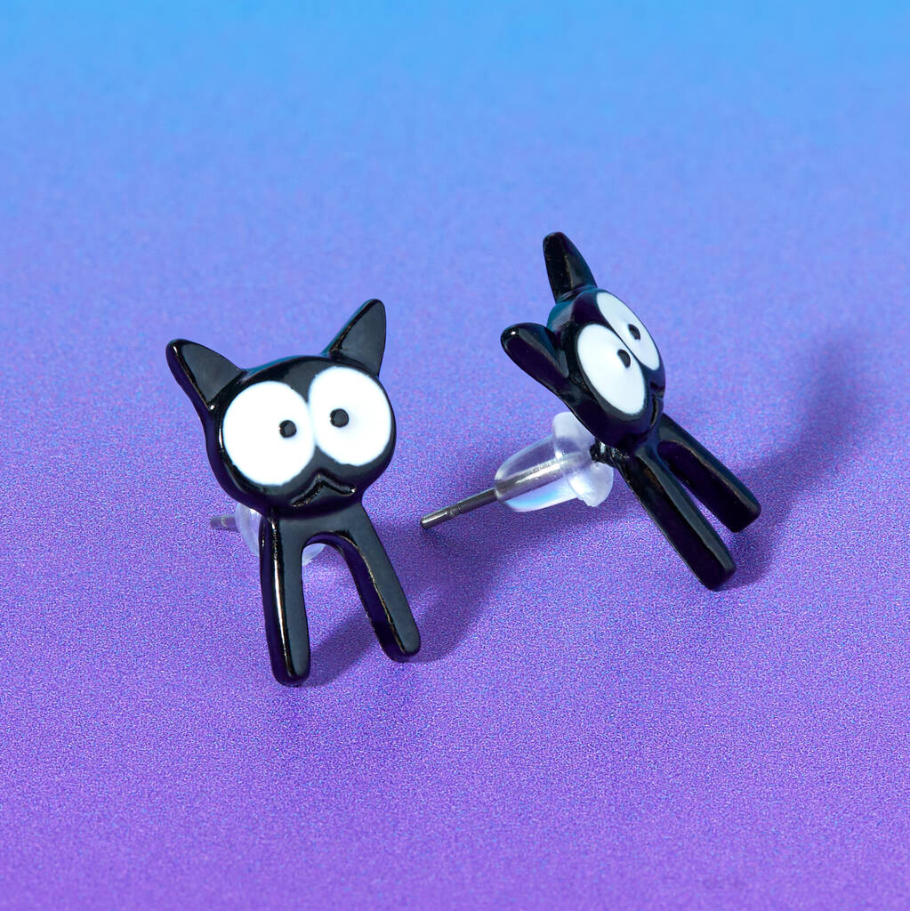 Black Cat Two Way Earrings