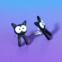 Black Cat Two Way Earrings