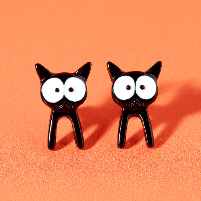 Black Cat Two Way Earrings
